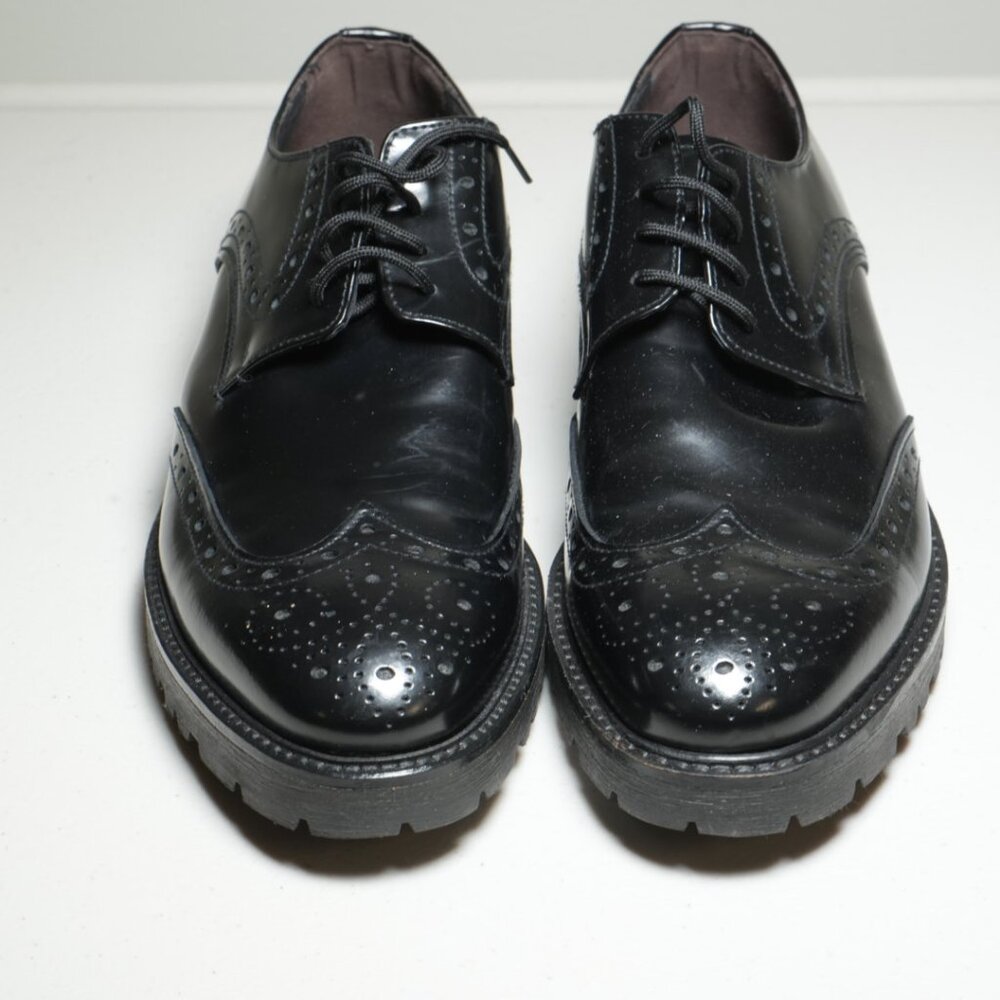 Men's Shoes Brawn"s Leather Lace-Up In Black Size 42
